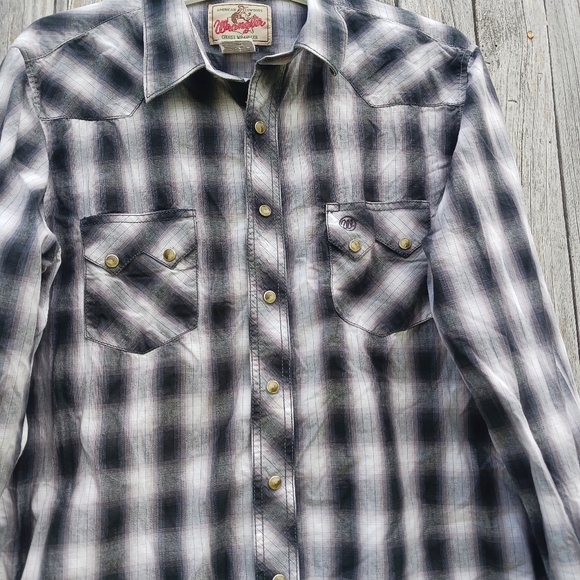 Vtg Wrangler Men’s Plaid Pearl Snap Western Cowboy Shirt Size Large USA - Picture 4 of 5